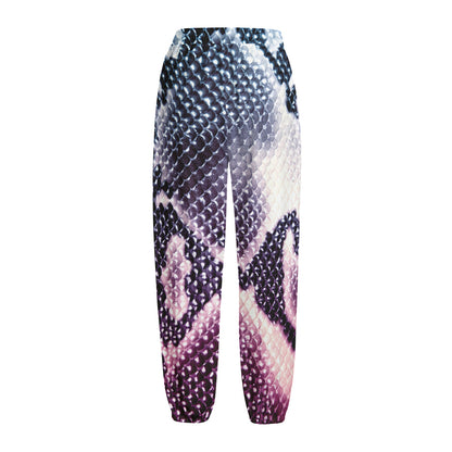 Purple And Blue Snakeskin Print Fleece Lined Knit Pants