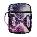 Purple And Blue Snakeskin Print Front Pocket Bible Bag