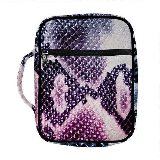Purple And Blue Snakeskin Print Front Pocket Bible Bag