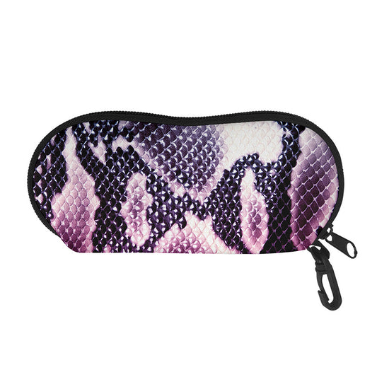 Purple And Blue Snakeskin Print Glasses Case