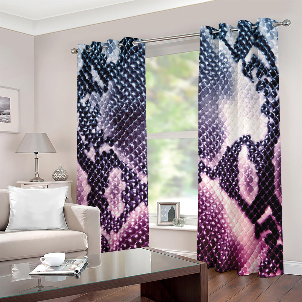 Purple And Blue Snakeskin Print Grommet Curtains