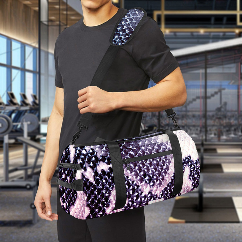 Purple And Blue Snakeskin Print Gym Bag