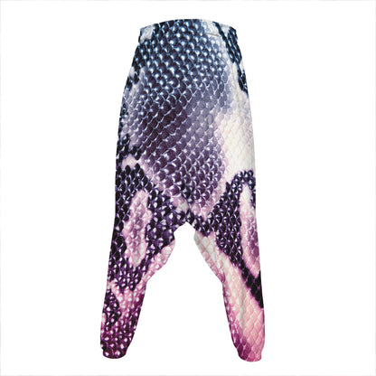 Purple And Blue Snakeskin Print Hammer Pants