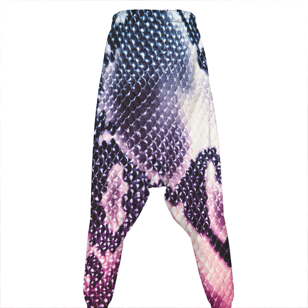 Purple And Blue Snakeskin Print Hammer Pants