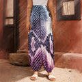 Purple And Blue Snakeskin Print Harem Pants