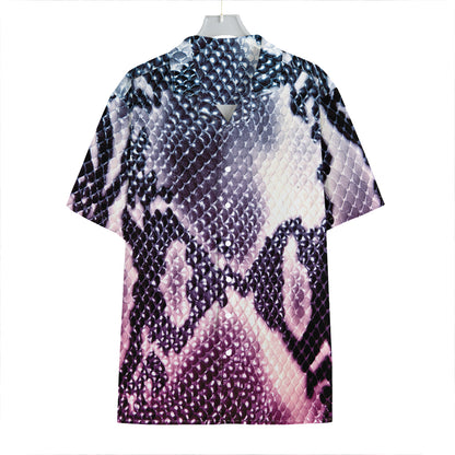 Purple And Blue Snakeskin Print Hawaiian Shirt