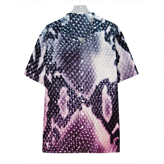 Purple And Blue Snakeskin Print Hawaiian Shirt