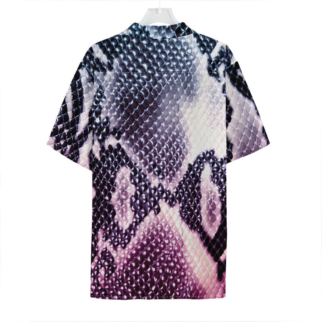 Purple And Blue Snakeskin Print Hawaiian Shirt