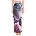 Purple And Blue Snakeskin Print High Slit Maxi Skirt
