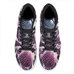 Purple And Blue Snakeskin Print High Top Leather Sneakers