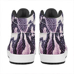 Purple And Blue Snakeskin Print High Top Leather Sneakers
