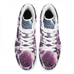 Purple And Blue Snakeskin Print High Top Leather Sneakers