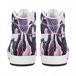 Purple And Blue Snakeskin Print High Top Leather Sneakers