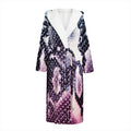 Purple And Blue Snakeskin Print Hooded Bathrobe