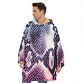 Purple And Blue Snakeskin Print Hoodie Blanket