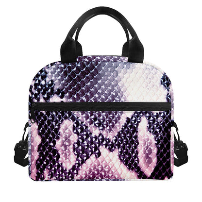 Purple And Blue Snakeskin Print Insulated Lunch Bag