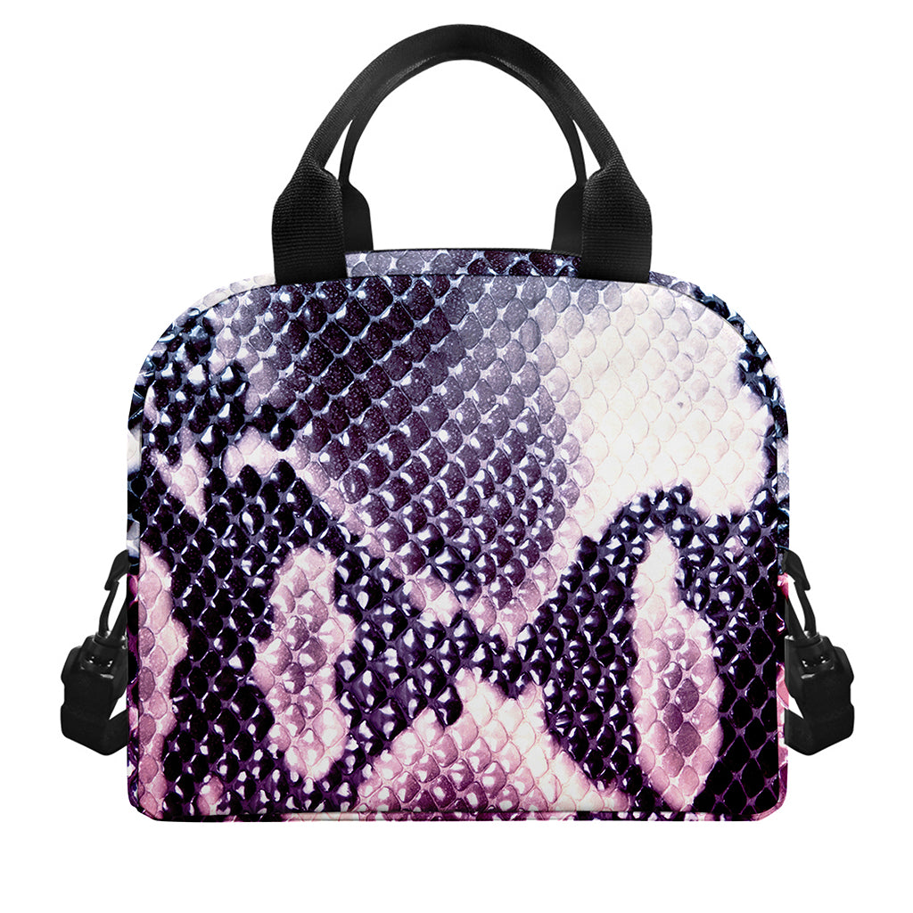 Purple And Blue Snakeskin Print Insulated Lunch Bag