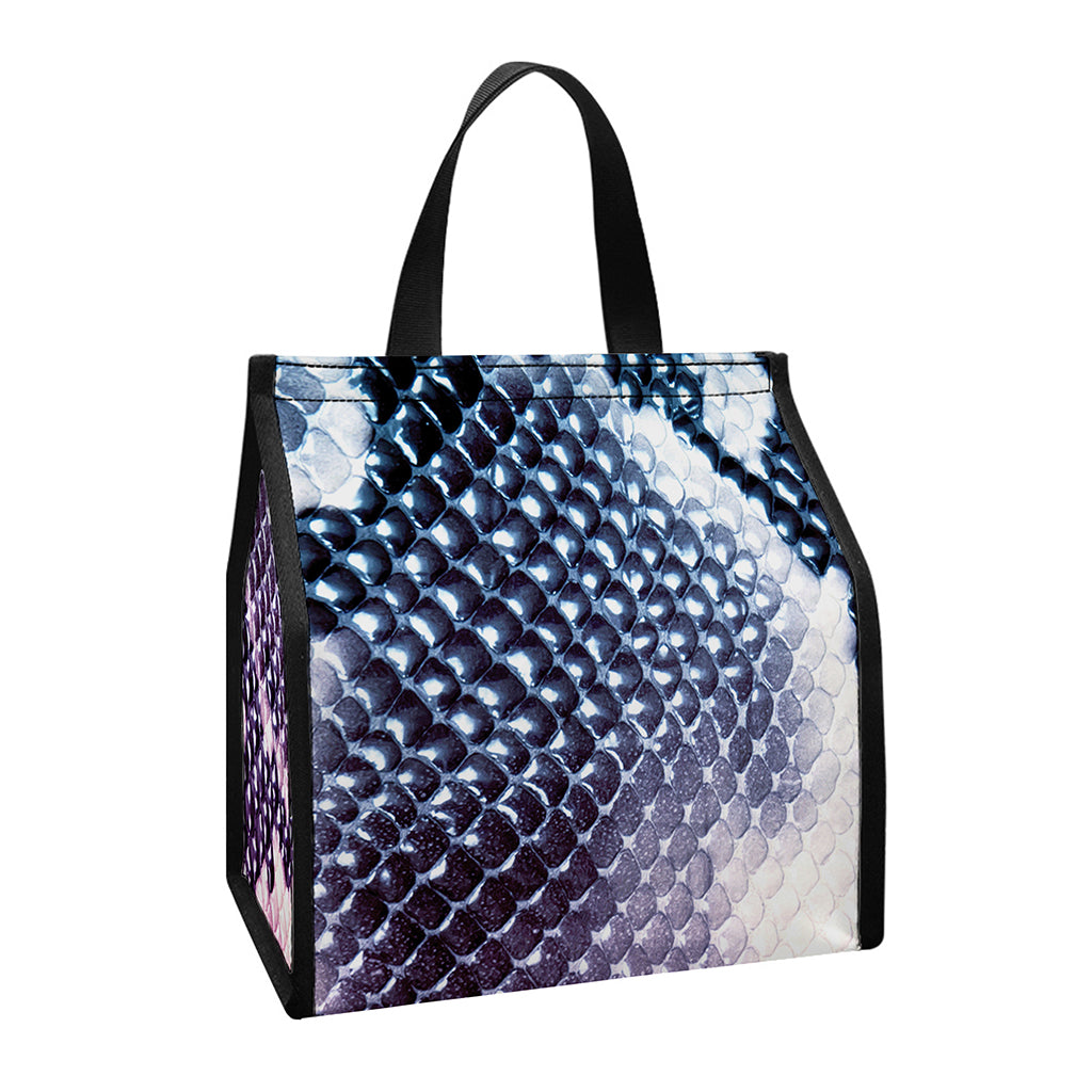 Purple And Blue Snakeskin Print Insulated Lunch Tote