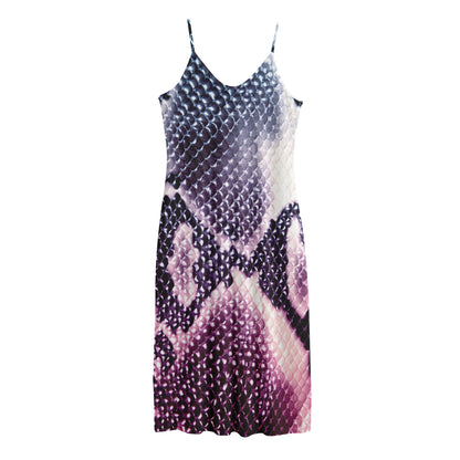 Purple And Blue Snakeskin Print Jersey Midi Cami Dress