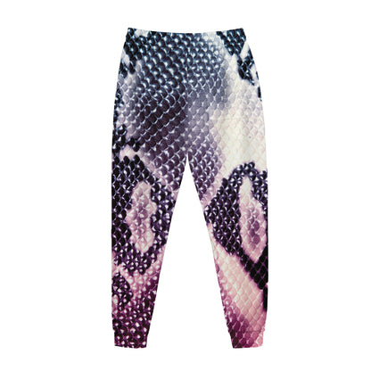 Purple And Blue Snakeskin Print Jogger Pants