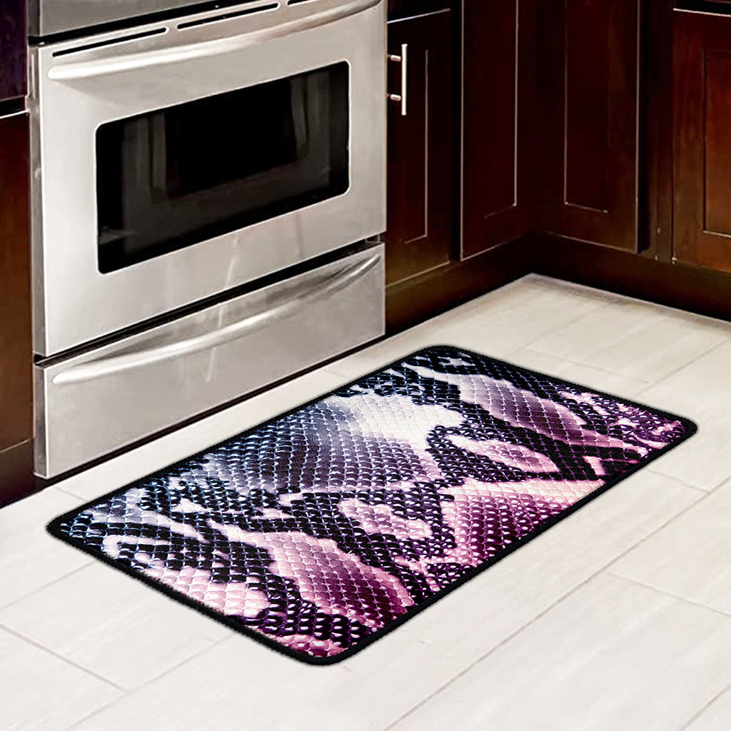 Purple And Blue Snakeskin Print Kitchen Mat
