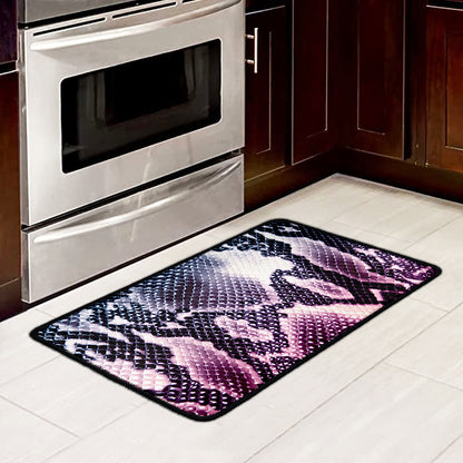 Purple And Blue Snakeskin Print Kitchen Mat