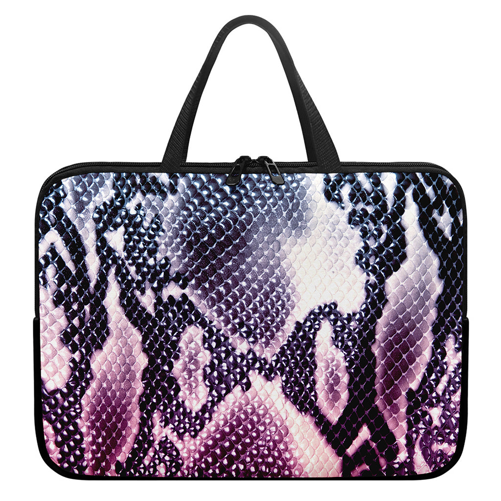 Purple And Blue Snakeskin Print Laptop Sleeve With Handle