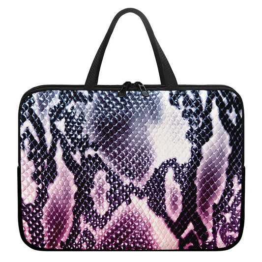 Purple And Blue Snakeskin Print Laptop Sleeve With Handle
