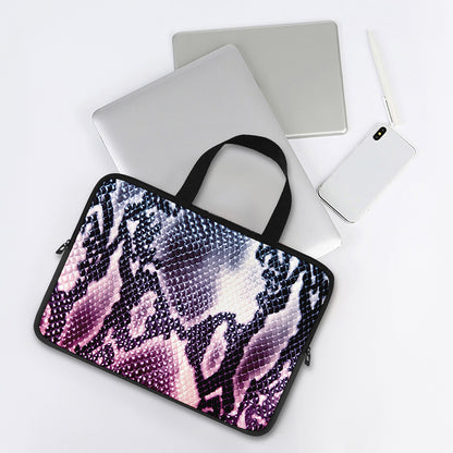 Purple And Blue Snakeskin Print Laptop Sleeve With Handle
