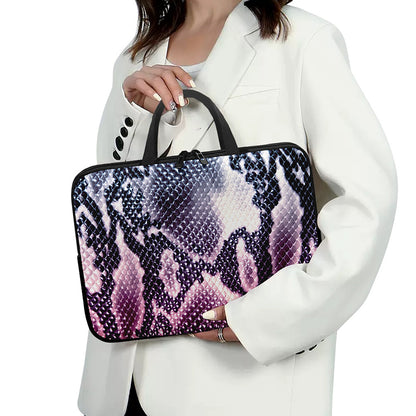 Purple And Blue Snakeskin Print Laptop Sleeve With Handle