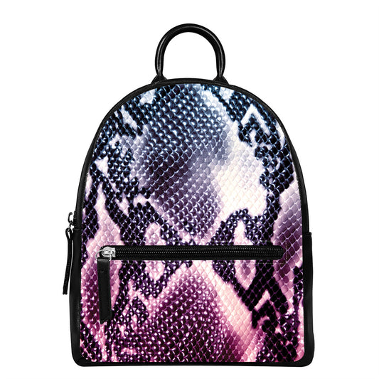 Purple And Blue Snakeskin Print Leather Backpack