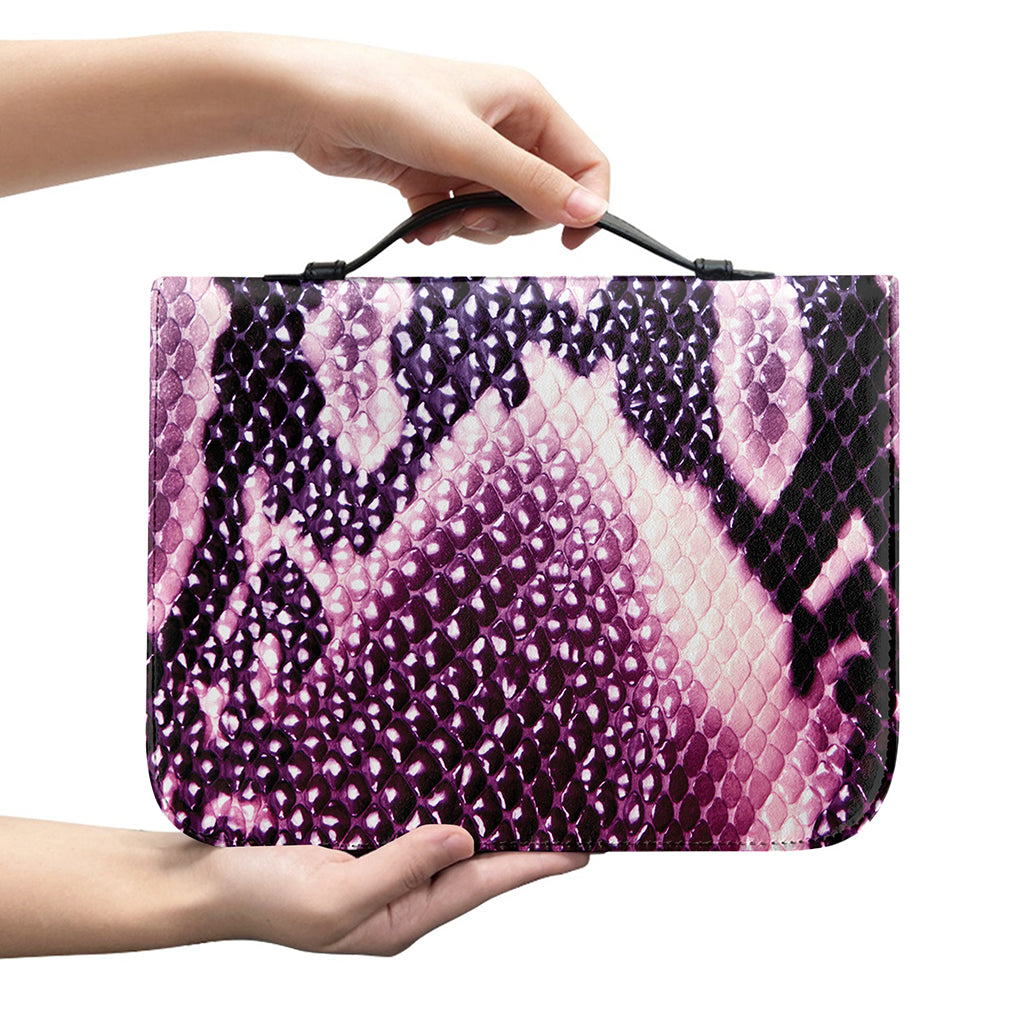 Purple And Blue Snakeskin Print Leather Bible Cover