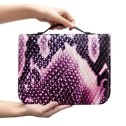 Purple And Blue Snakeskin Print Leather Bible Cover