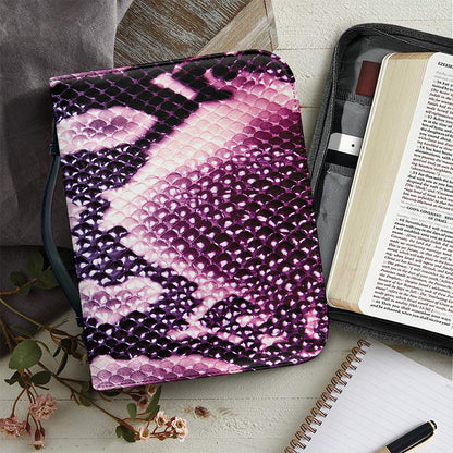 Purple And Blue Snakeskin Print Leather Bible Cover