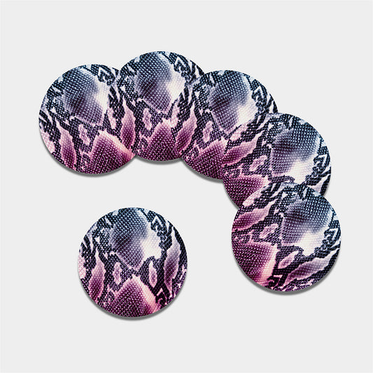 Purple And Blue Snakeskin Print Leather Coaster Set