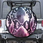 Purple And Blue Snakeskin Print Leather Spare Tire Cover