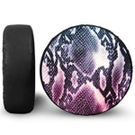 Purple And Blue Snakeskin Print Leather Spare Tire Cover