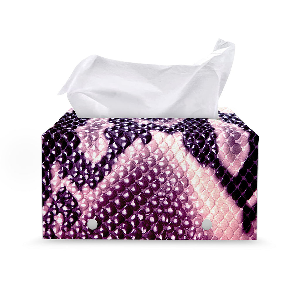 Purple And Blue Snakeskin Print Leather Tissue Box Cover