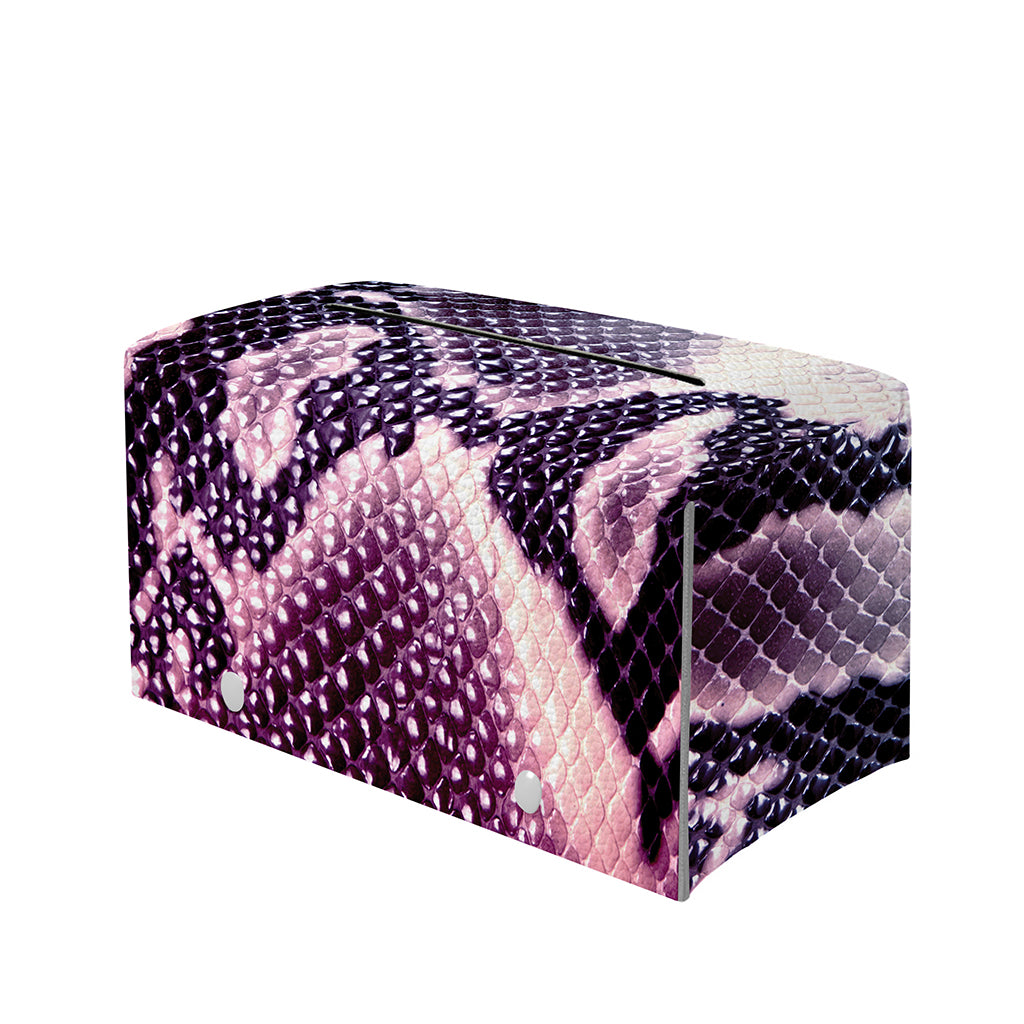 Purple And Blue Snakeskin Print Leather Tissue Box Cover