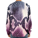 Purple And Blue Snakeskin Print Long Sleeve Baseball Jersey