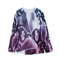 Purple And Blue Snakeskin Print Long Sleeve Short Coat