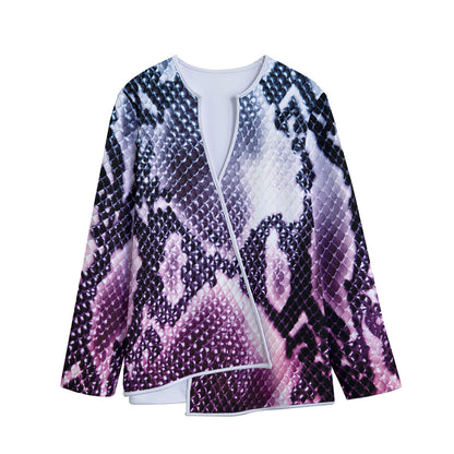 Purple And Blue Snakeskin Print Long Sleeve Short Coat