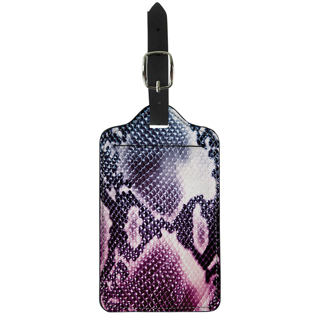Purple And Blue Snakeskin Print Luggage Tag
