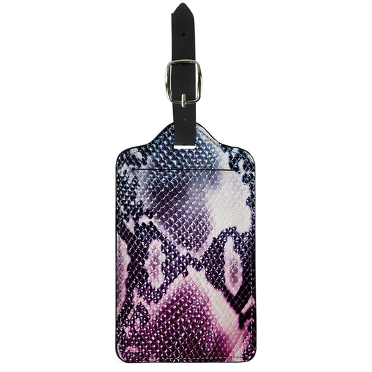Purple And Blue Snakeskin Print Luggage Tag
