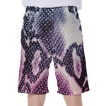 Purple And Blue Snakeskin Print Men's Beach Shorts