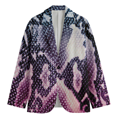 Purple And Blue Snakeskin Print Men's Blazer