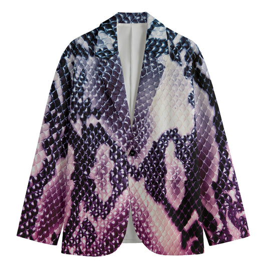 Purple And Blue Snakeskin Print Men's Blazer