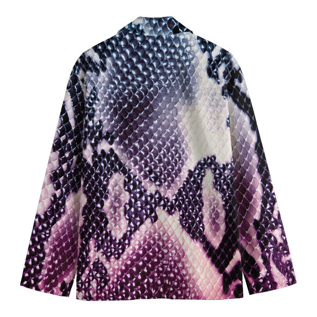Purple And Blue Snakeskin Print Men's Blazer