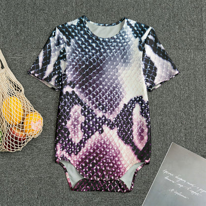 Purple And Blue Snakeskin Print Men's Bodysuit