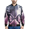 Purple And Blue Snakeskin Print Men's Bomber Jacket